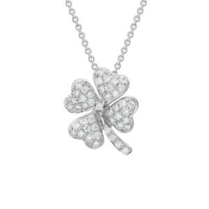 Diamond Clover Necklace in 14K White Gold (AFC-71LTW20)