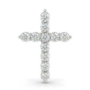 Eleven Stone Cross Pendant in 14K White Gold (AFC-PDIAL477)