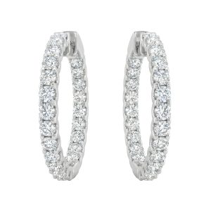 Diamond Hoop Earrings in 14K White Gold (AFC-ERDIAL219)